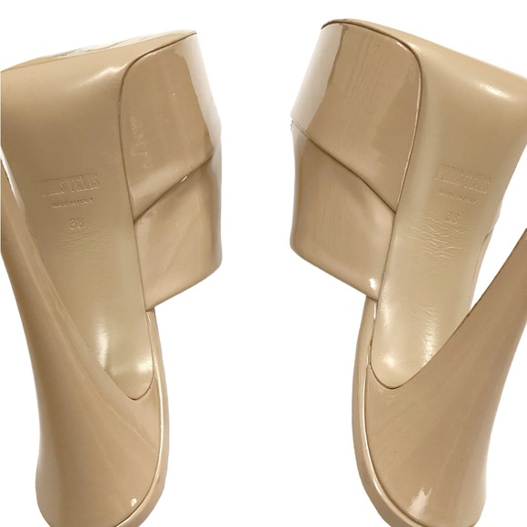 NIB Paris Texas Marina Patent Leather Platform Mule Sandals in Powder Size 8 - Picture 14 of 15